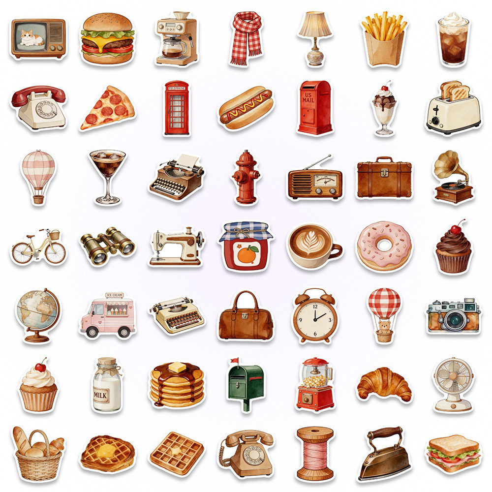 100 ชิ้น Vintage Home Decor สติกเกอร์, Cozy Furniture & Lifestyle DIY Decals สําหรับโทรศัพท์, โต๊ะ &