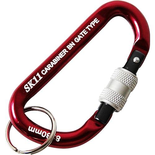SK11 Lock carabiner, drop prevention and screw function, BN Red, 8 x 80mm SAC-880BN