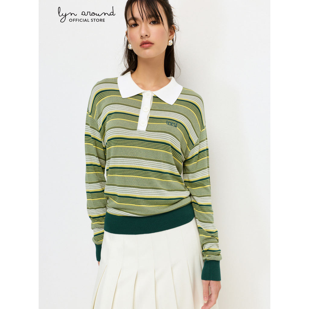 Lyn around - เสื้อพูลโอเวอร์แขนยาวลายทาง คอลเลกชัน Melt Bloom (A26RGWA070)