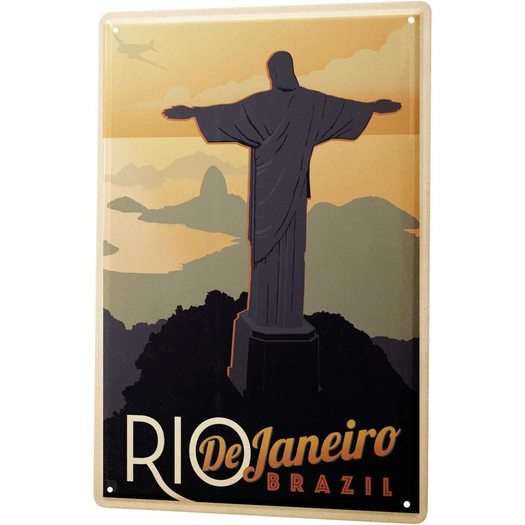 ป้ายดีบุก World Tour Rio de Janeiro บราซิลคริสต์ Redeemer รูปปั้นแผ่นโลหะ 8 X 12