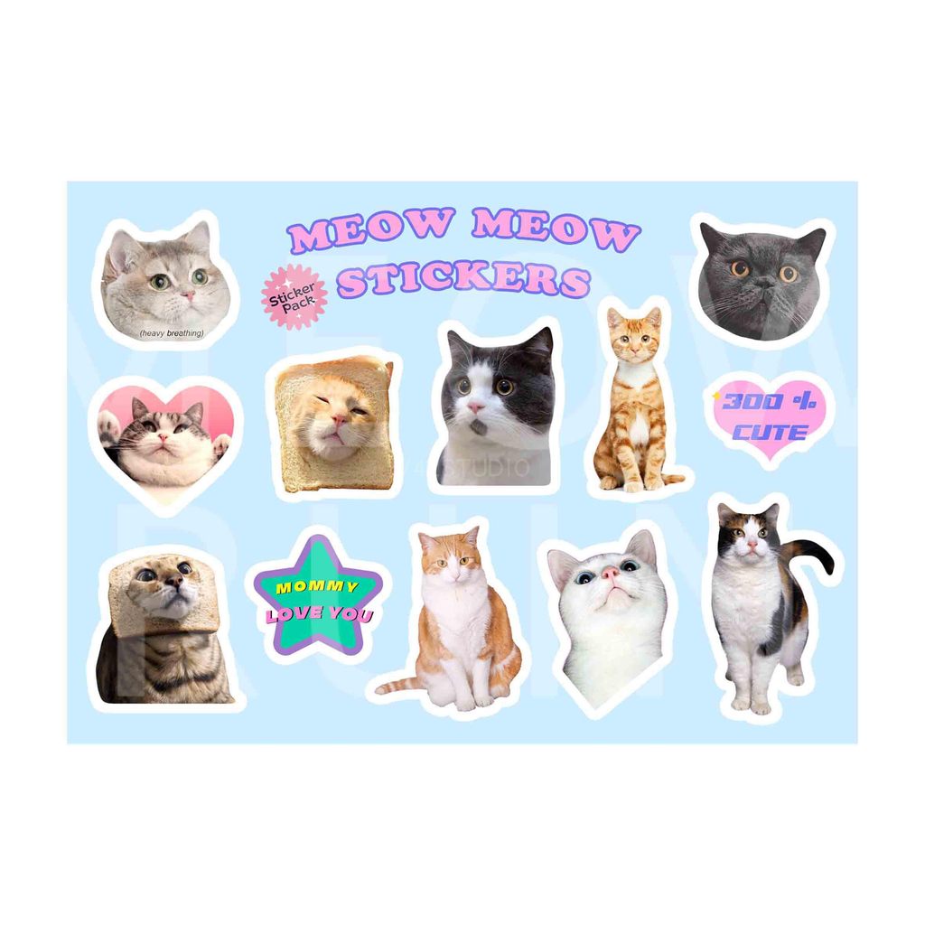 90s Retro Aesthetic Cat PVC สติ๊กเกอร์ - สติ๊กเกอร์ตกแต่งกันน้ําสําหรับ Journal & Phone