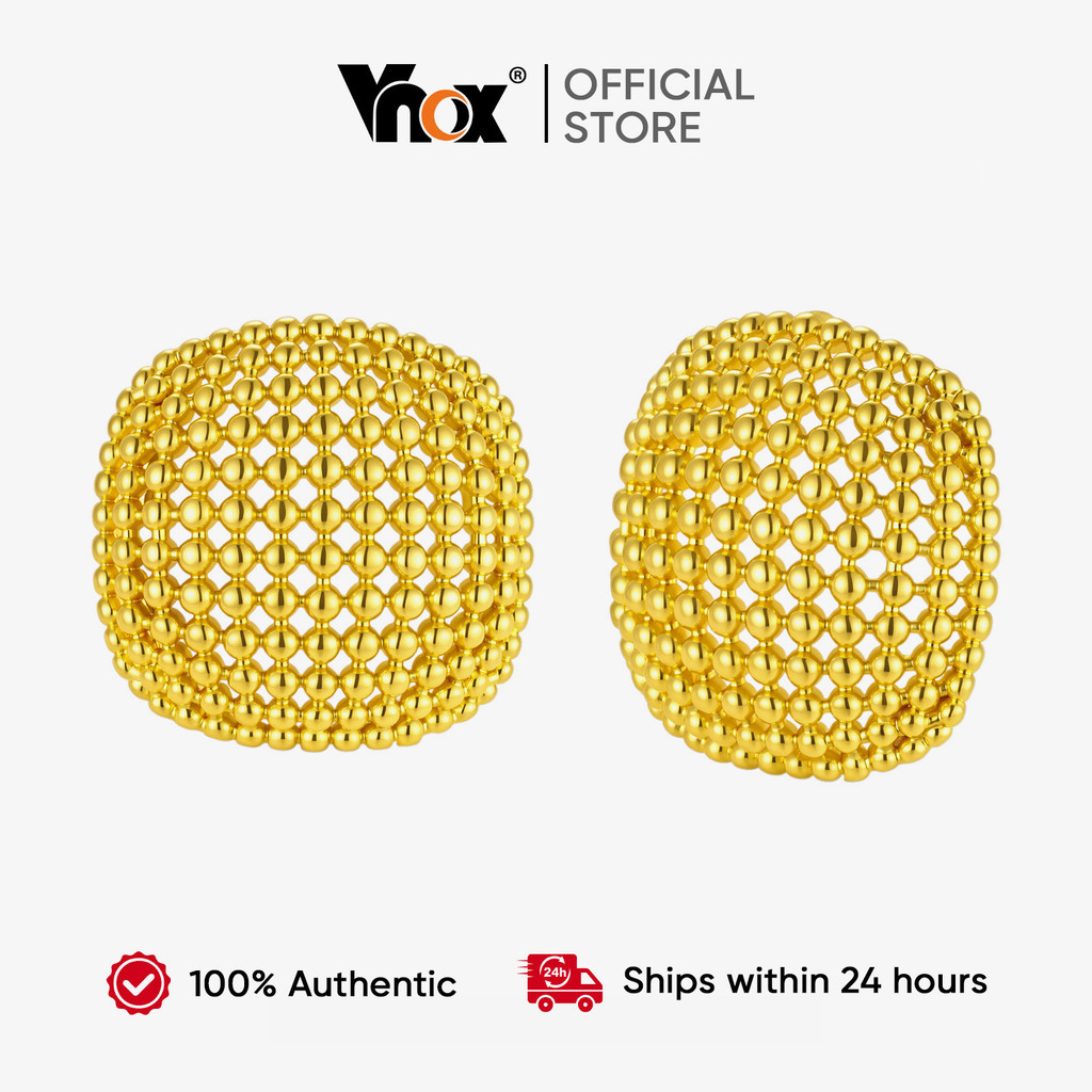 Vnox حلق قبة مفرغ ذهبي — صورة 8