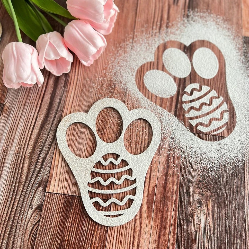 Easter Bunny Footprint ไม้อีสเตอร์ Morning Bunny Feet แป้งรอยเท้า Easter Bunny Feet กระต่ายแบบใช้ซ้ํ