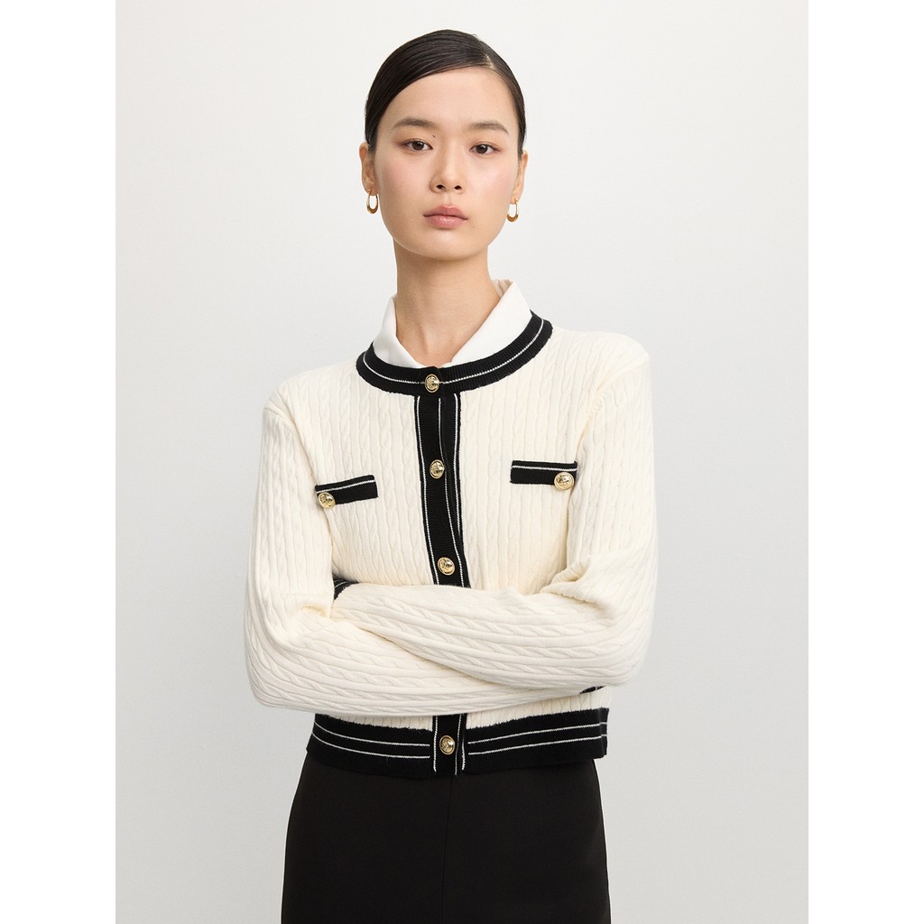 Pomelo Womens Textured Knit Cardigan - Ivory