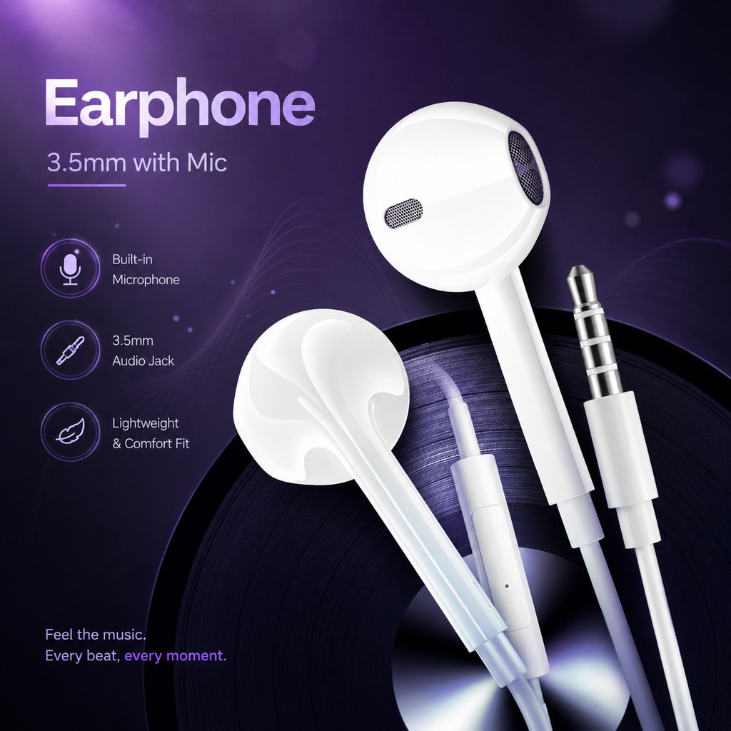 KEBETEME Ergonomic หูฟังแบบมีสายชุดหูฟังปลั๊ก 3.5 มม.พร้อมไมโครโฟน - KIK58