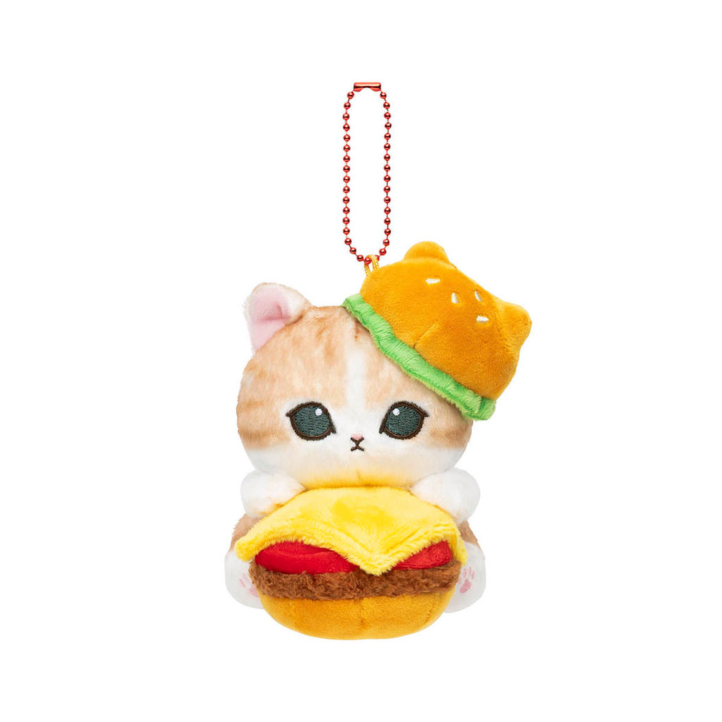 mofusand Diner Burger Cat Mascot Plush Keychain Bag Charm