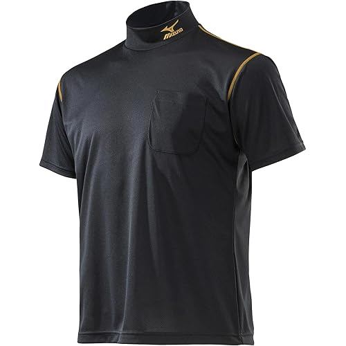 Mizuno High Neck Short Sleeve Shirt Navi Dry Work Unisex f2ja0182 99 Black Gold 4XL-8