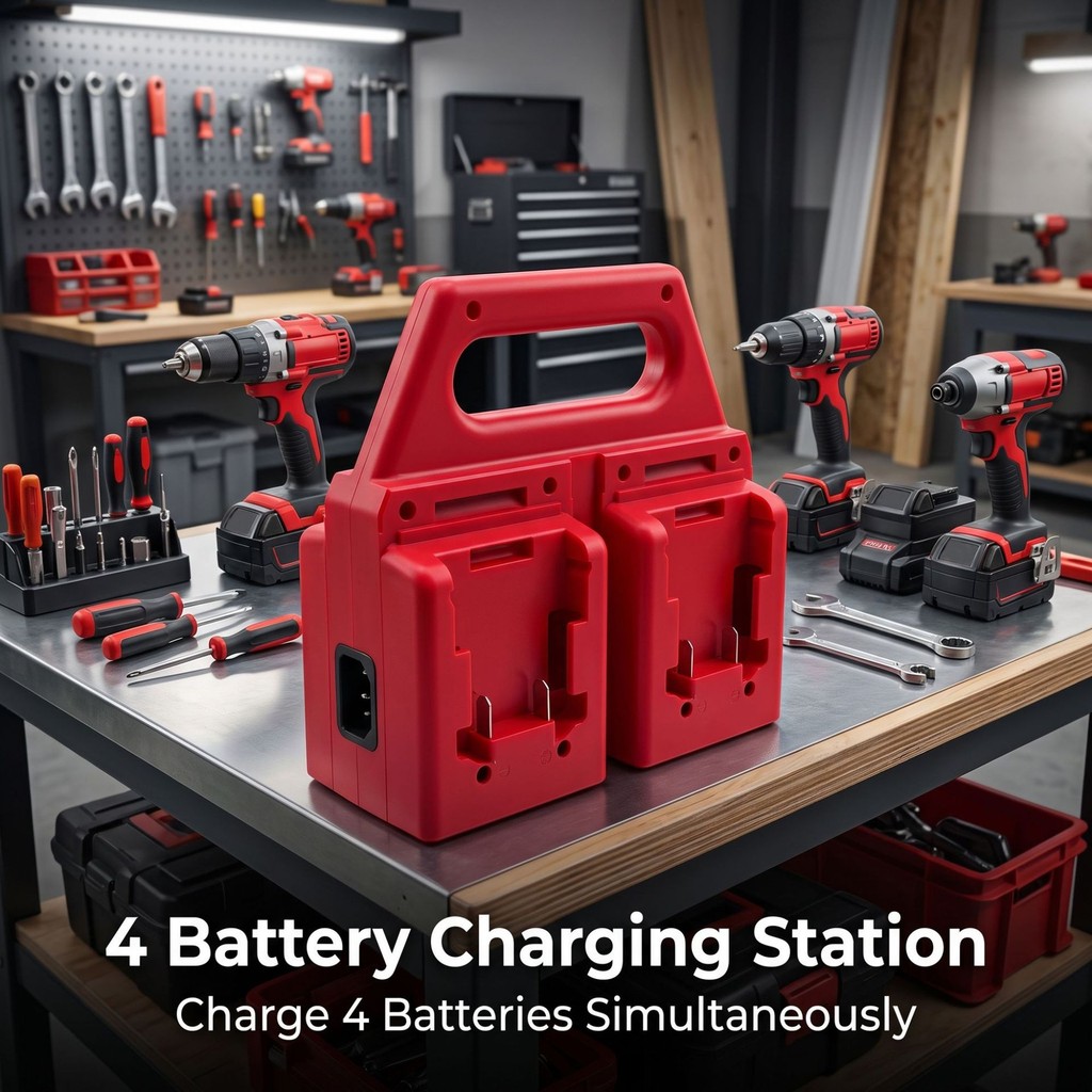 8ใหม่18V 21V 4 Slot Fast Charging Station สําหรับแบตเตอรี่ Charger holder พร้อมสายเคเบิล