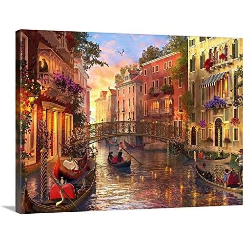 Sunset In Venice Canvas Wall Art พิมพ์ Venice ตกแต่งบ้านงานศิลปะ X