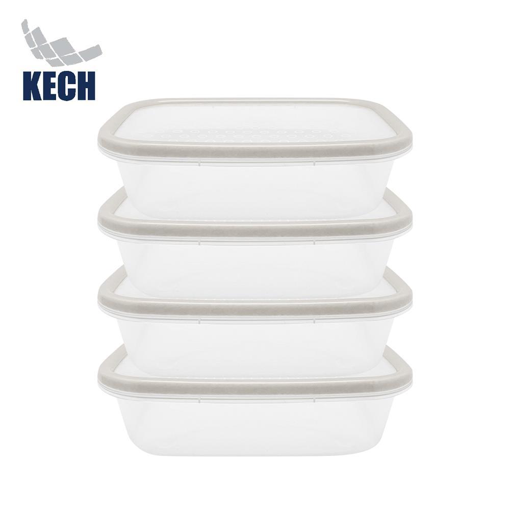 KECH กล่องอาหารเหลี่ยม 0.6 ลิตร NICE สีเทา แพ็ก 4 ชิ้น จัดส่งโดย HomePro