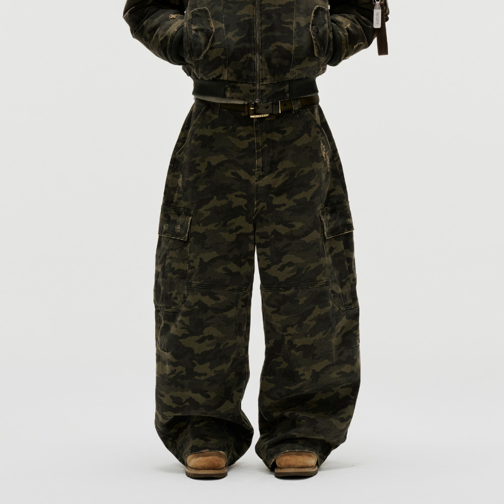 FNOS - Washed Camo Cargo Pants - ใส่สบาย กางเกง - ใส่ได้ทุกวัน - ผู้ชาย