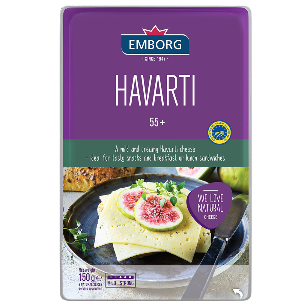 [0258943] Emborg Sliced Havarti Cheese 150G. เอ็มบอร์ก ฮาวาร์ทีชีสชนิดแผ่น