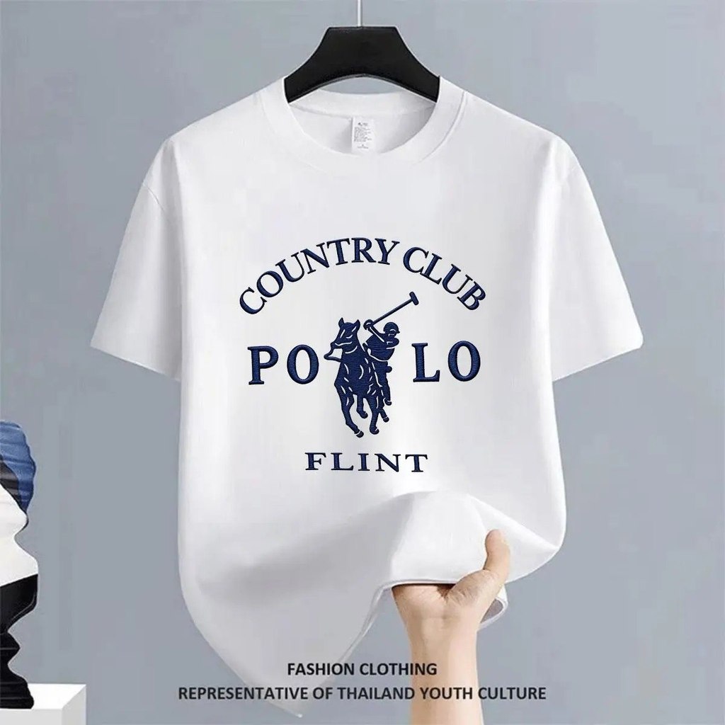 [พร้อมส่ง] เสื้อยืดผู้ชาย ลายวินเทจคันทรีคลับ สไตล์อเมริกันพรีปปี้ เสื้อยืดคอกลม ทรง Oversize ผ้าคอตตอน ใส่สบาย