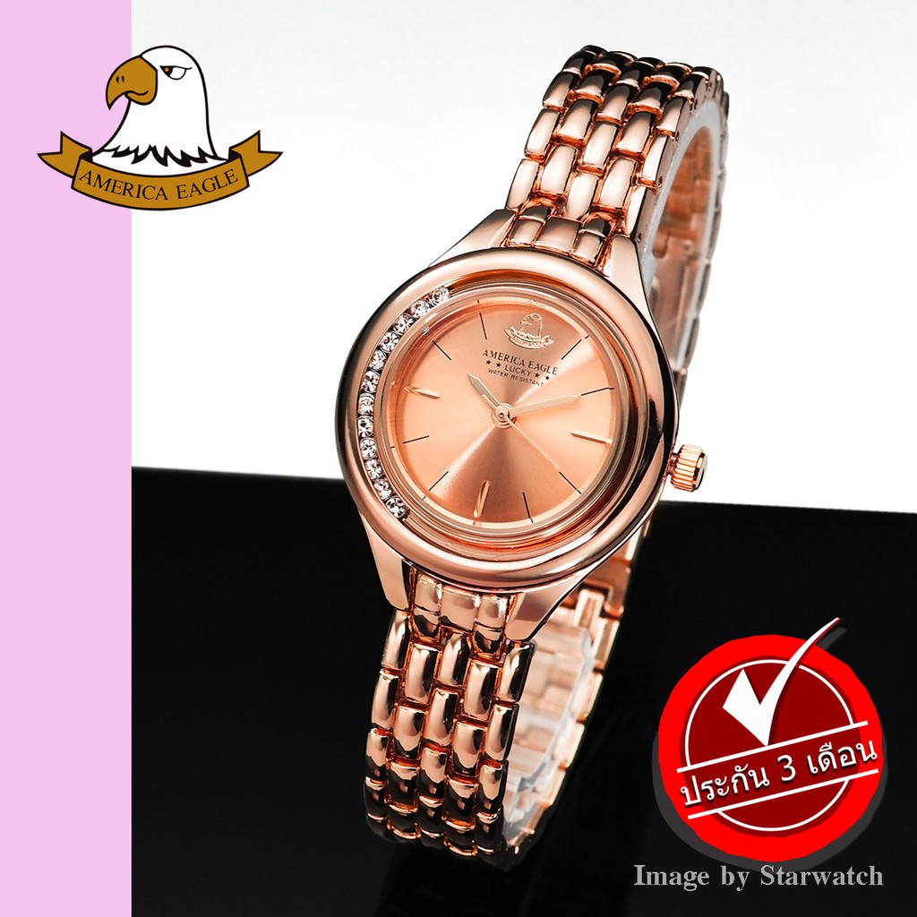 AMERICA EAGLE นาฬิกาข้อมือผู้หญิง สายสแตนเลส รุ่น AE101L - PinkGold/PinkGold