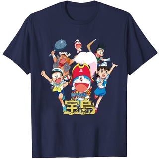 เสื้อยืดผ้าฝ้ายพรีเมี่ยม เสื้อยืด พิมพ์ลายภาพยนตร์ Doraemon 38 Nobita no Takarajima Icon