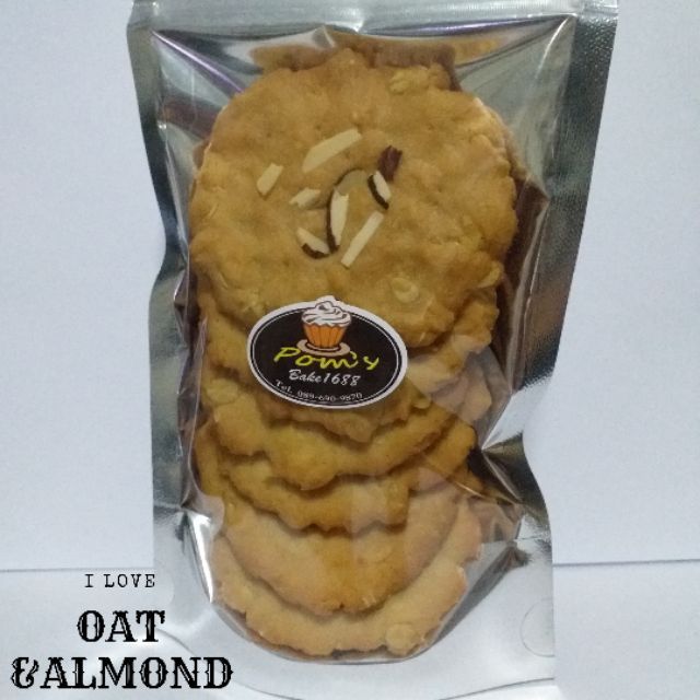 คุกกี้ข้าวโอ๊ต อัลมอนด์ แบรนด์ ป้อมเบค Pom’s bake Oat and Almond cookies Homemade Cookies