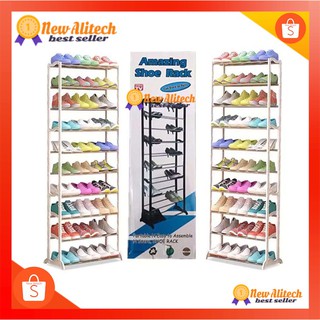 [1แถม1] New Alitech ชั้นวางรองเท้า 10 ชั้น 30 คู่ ถอดประกอบได้ Amazing Shoerack ที่วางรองเท้า ที่เก็บรองเท้า ชั้นวาง