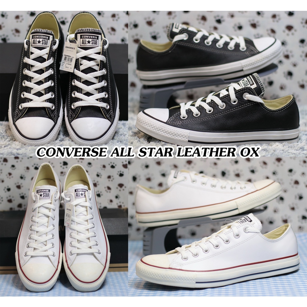 CONVERSE รุ่น ALL STAR LEATHER OX WHITE/ BLACK รองเท้าหนัง สีขาว/ สีดำ ของใหม่มือ1 ลิขสิทธิ์ของแท้100% มีของ พร้อมส่ง