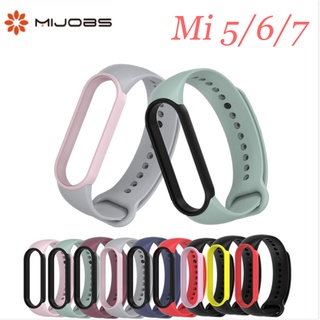 Mijobs สำหรับ Mi Band 5 6 7 สายคล้องคอซิลิโคนสายรัดข้อมือ Miband สายรัดข้อมือสมาร์ท Mi Band5 6 7 Xiao Mi Mi Band นาฬิกา Xiaomi Mi Case Case เคส