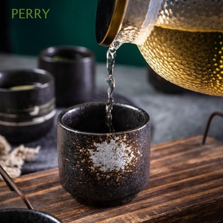 Perry แก้วชาเซรามิค ทรงกลม สไตล์ญี่ปุ่นเรโทร สําหรับชงชา กาแฟ 1 ชิ้น