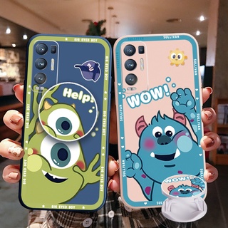 เคสโทรศัพท์มือถือ ขอบสี่เหลี่ยม ลาย Mike Monster University พร้อมแหวนขาตั้ง สําหรับ OPPO Reno6 Z 5G Reno 5 Pro 4 3 Reno2 Z F A95 5G A76 A96 4G