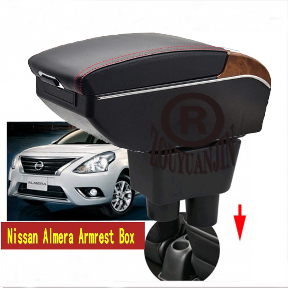 รถ Nissan Almera Armrest Box คอนโซลกลางที่เก็บข้อศอกส่วนที่เหลือแขนพร้อมที่วางแก้วที่วางแขน