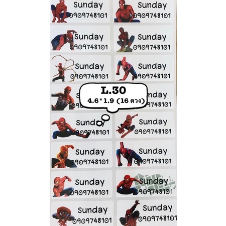 รหัสสินค้า L.30<SIZE L> แปะกันน้ำ Spiderman