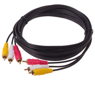 AV Composite 3 RCA Cable Male Video Stereo Audio Triple 3-RCA Cord DVD TV 5M (สืดำ)