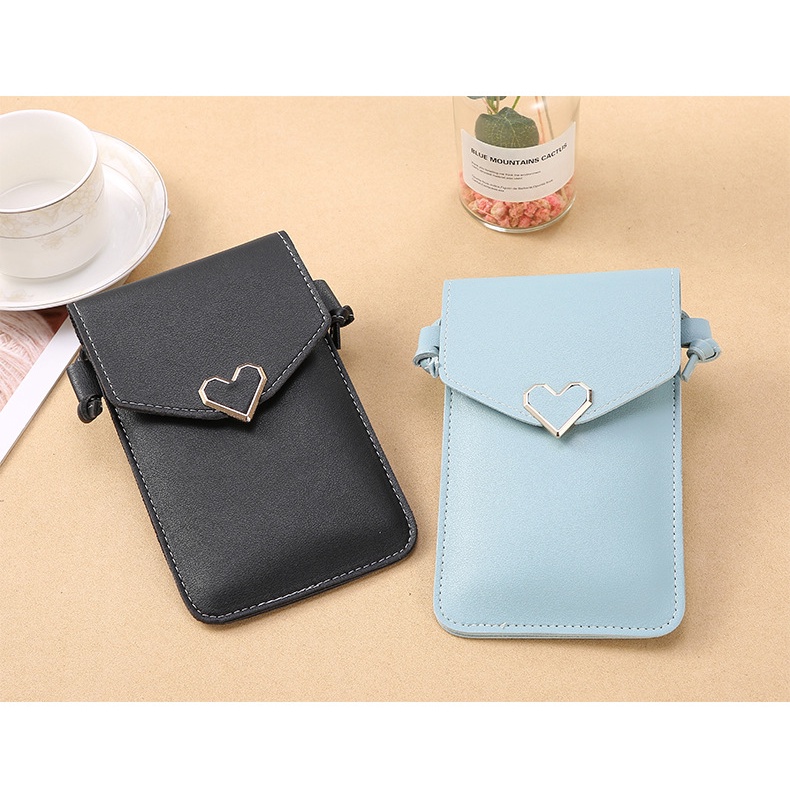 กระเป๋าสะพายข้าง เล่นโทรศัพท์ในกระเป๋าได้ มี 2 ช่อง งานรูปหัวใจ สินค้าพร้อมส่ง จากประเทศไทย - รูปที่ 5