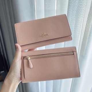 NEW Coach C5578 SLIM TRIFOLD WALLET  กปต.ยาว 3 พับสี Shell Pink