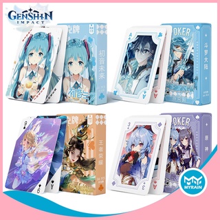 ไพ่โป๊กเกอร์ อนิเมะ AOTU Genshin Impact Hatsune Miku ของเล่นสะสม 54 ชิ้น