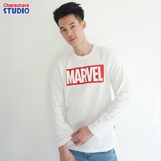 เสื้อยืดใหม่Marvel Men logo Flock Print T-Shirt - เสื้อมาร์เวลผู้ชายพิมพ์กำมะหยี่ สินค้าลิขสิทธ์แท้100% characters studi