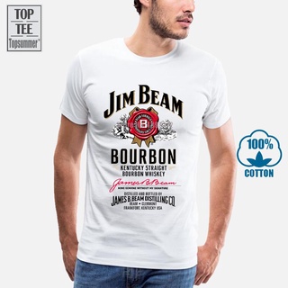 เสื้อยืดโอเวอร์ไซส์เสื้อยืด ผ้าฝ้าย 100% พิมพ์ลาย Jim Beam Bourbon Bottle Label Official สําหรับผู้ชาย (1) LHZYS-4XL