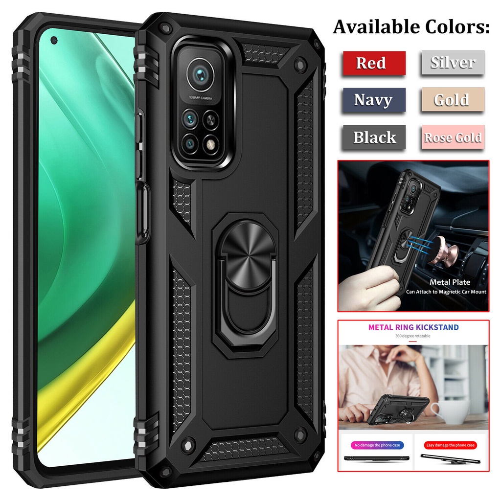 สําหรับ Xiaomi Mi 10T / Mi 10T Pro 5G กันกระแทกเกราะทหารกรณี 360° ที่วางแหวน ที่วางโทรศัพท์แบบขาตั้ง