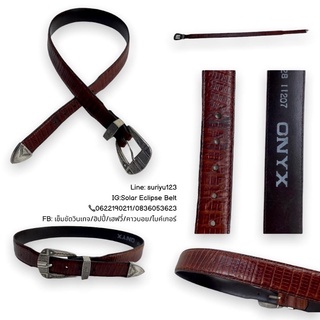 Onyx Brighton Silver Tone Buckle Italian Calfskin Belt เข็มขัดวินเทจงานอิตาลี หนัง