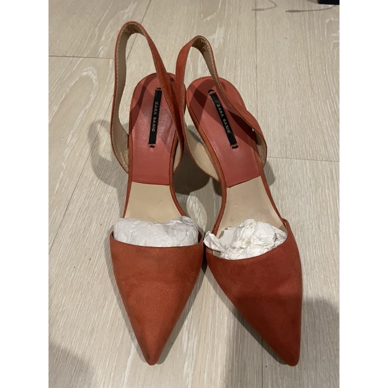รองเท้าส้นสูง สีส้มอิฐ Zara ไซส์37