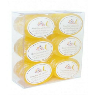 ได้6ก้อน  สบู่น้ำผึ้งผสมไหมทองคำ 100% เค บราเทอร์Honey Soap with Pure Goldลดสิว ฝ้า กระ จุดด่างดำ