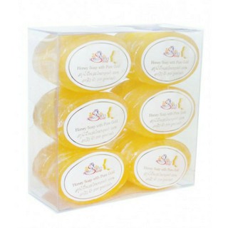 ได้6ก้อน  สบู่น้ำผึ้งผสมไหมทองคำ 100% เค บราเทอร์Honey Soap with Pure Goldลดสิว ฝ้า กระ จุดด่างดำ