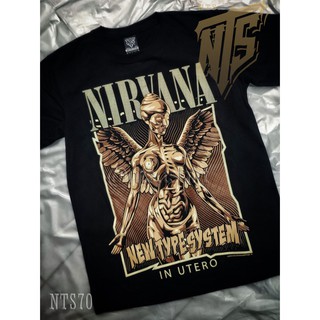 เสื้อยืดผ้าฝ้ายNTS 70 Nirvana ROCK เสื้อยืด เสื้อวง เสื้อดำ สกรีนลายอย่างดี ผ้าหนานุ่ม ไม่หดไม่ย้วย NTS T SHIRT S -4XL