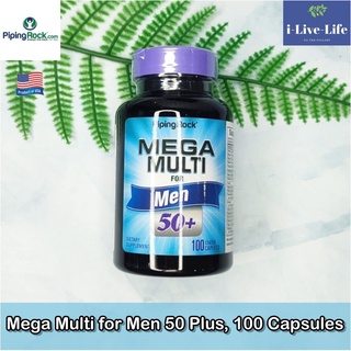 PipingRock -  Mega Multi for Men 50 Plus, 100 Capsules วิตามินรวม สำหรับผู้ชาย วัย 50 ขึ้นไป