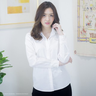 Pinkrose Boutique | Signature Cotton Shirt | เสื้อเชิ้ต เสื้อเชิ้ตสีขาว ผ้าคอตตอน เสื้อใส่ทำงาน