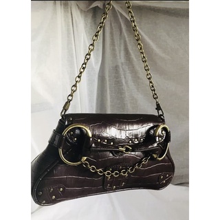 Gucci horsebit bag vintage dark brown corc embossed