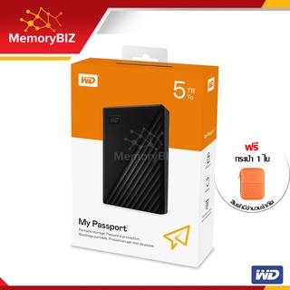 WD External Hard Disk 5TB ฮาร์ดดิสพกพา My Passport, USB 3.0 External HDD 2.5" (WDBPKJ0050BBK-WESN) สีดำ ประกัน Synnex