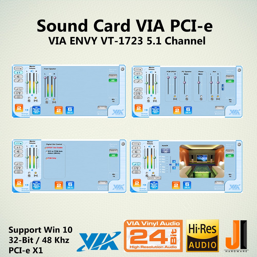 Sound Card VIA ENVY VT-1723 5.1 Channel  (PCI-E)