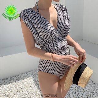 [mingyuan] One-piece swimsuit women gather high waist slim swimsuit pool beach travel