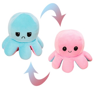 ❖☄Giant 40cm Reversible Octopus Big Mood Happy Sad Plush Doll Adult Kids Toy Large