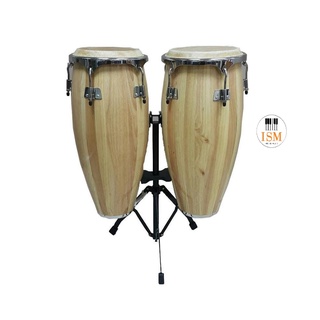 Rock Impact กลองทอมบ้า 10"-11" Wood Tomba Drum พร้อมขาตั้ง รุ่น สีไม้ ขอบโครเมี่ยม