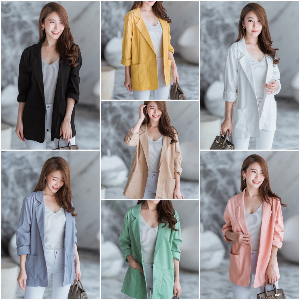 เบลเซอร์ผ้าคอตตอนผสมลินิน Blazer เสื้อคลุม เสื้อทำงาน ชุดทำงาน ชุดเที่ยว |  Shopee Thailand