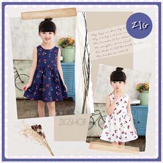 ZIGSHOP - ชุดเดรสเด็กหญิง เดรสเด็กน่ารัก มินิเดรสลายเชอรี่