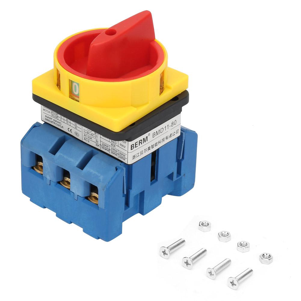 80A/100A Load Circuit Breaker Switch 3-Pole 2-Position Rotary Cam On ...